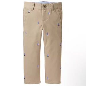 Janie and Jack flat front khaki pants with embroidered sailboat size 10 NWOT